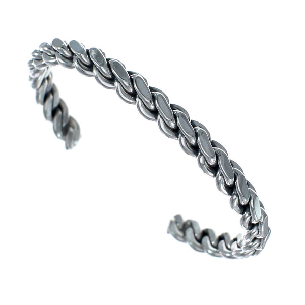 Navajo Genuine Twisted Sterling Silver Cuff Bracelet JX128764